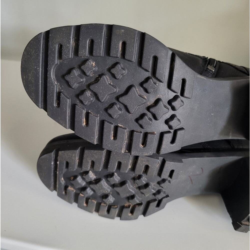 UGG "Ingrid" Black Leather Shearling Lug Soled Lace-Up Moto Combat Biker Boots-7 - Picture 13 of 14